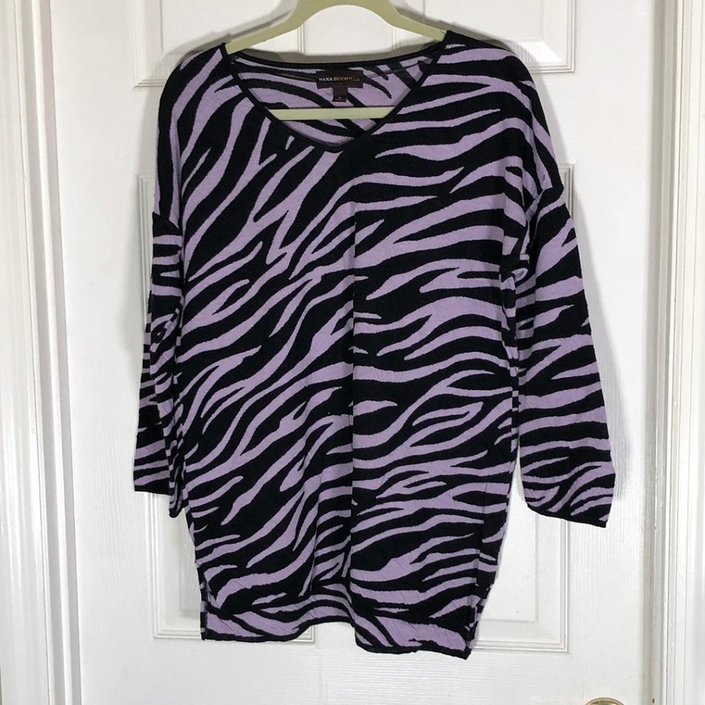 Dana Buchman Lavendar Zebra Stripe Sweater XL